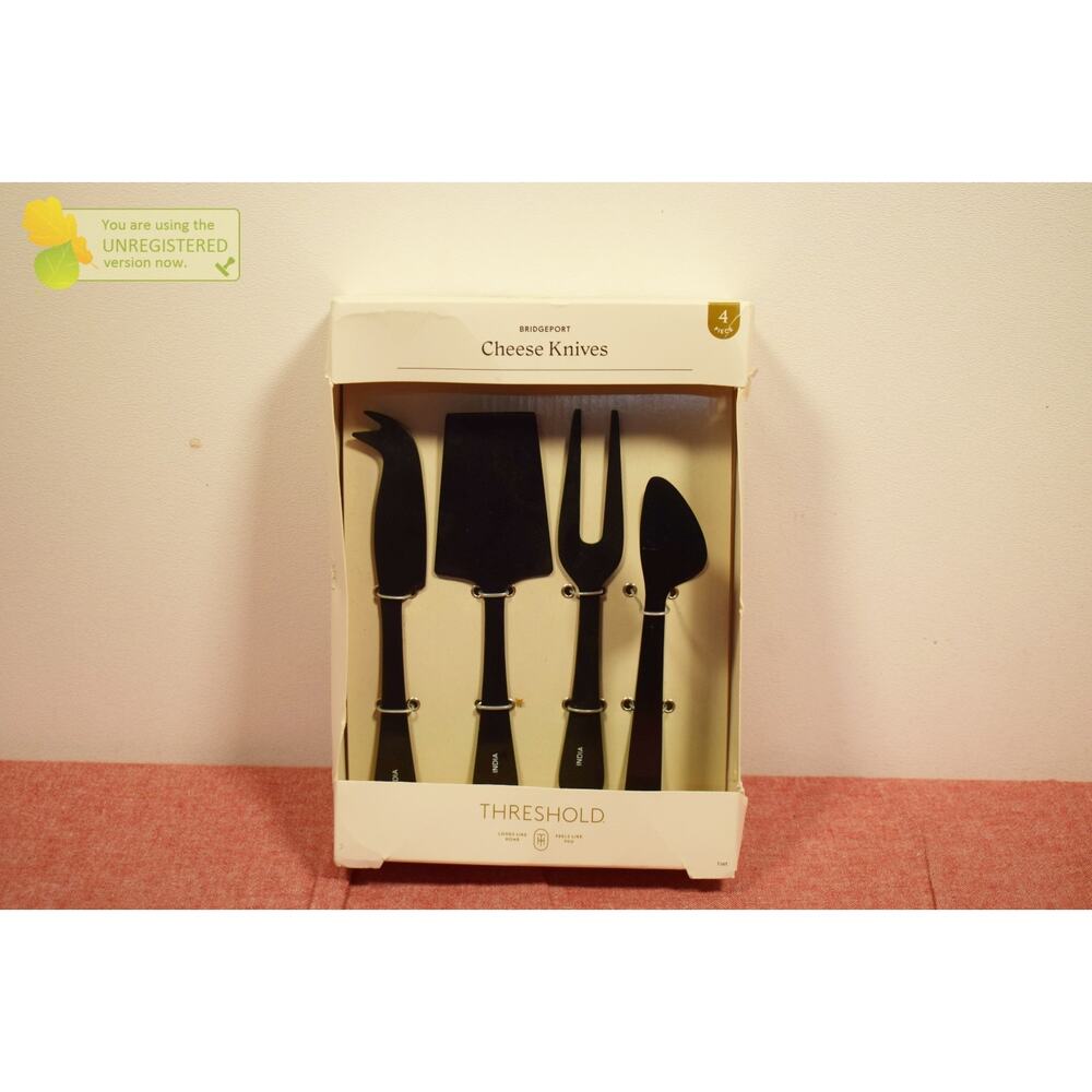 Threshold 4pc Stainless Steel Cheese Knive Serving Set Black